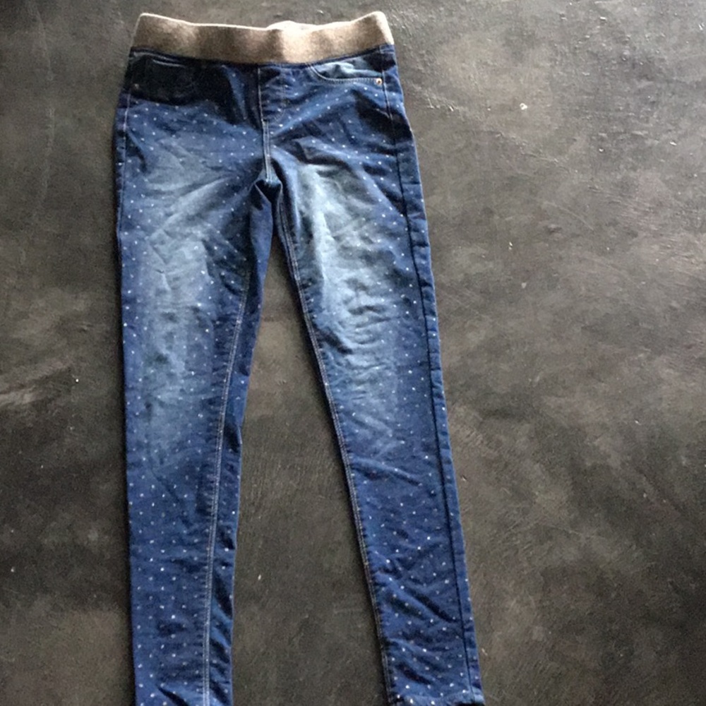 gold polka dotted jeggings